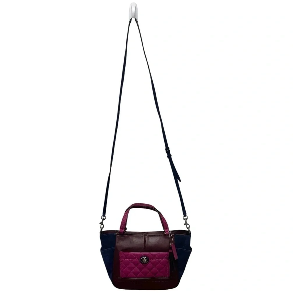 Coach Park Mini Leather Suede Satchel Color Block Quilted #F49865 New With Tags - Picture 5 of 16